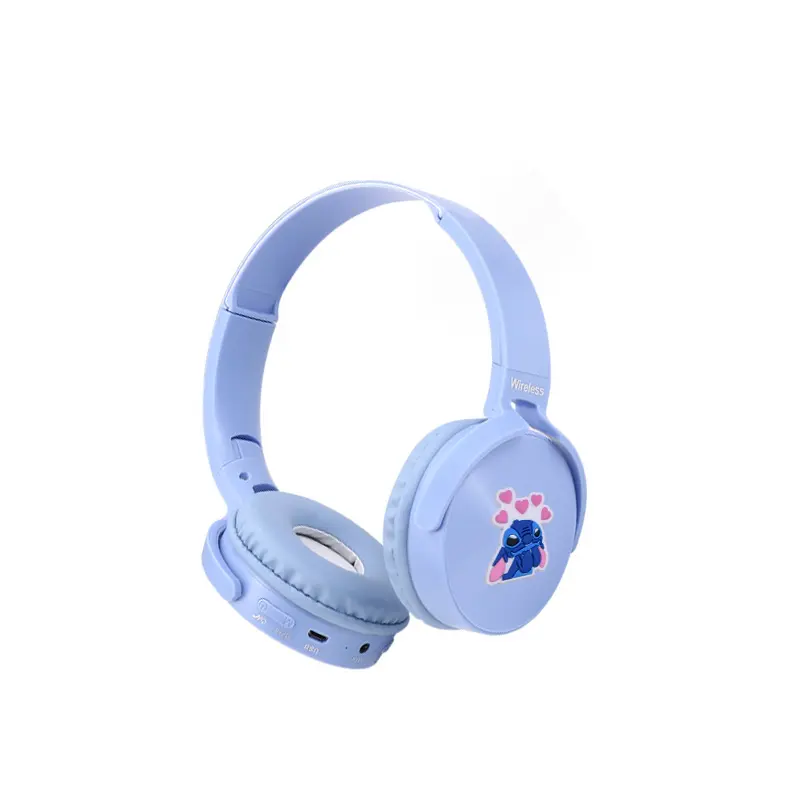 Disney Stitch Wireless Bluetooth Headphones AH-9906 HIFI Sound Stereo Foldable Headsets with Mic for Children Anime Cartoon