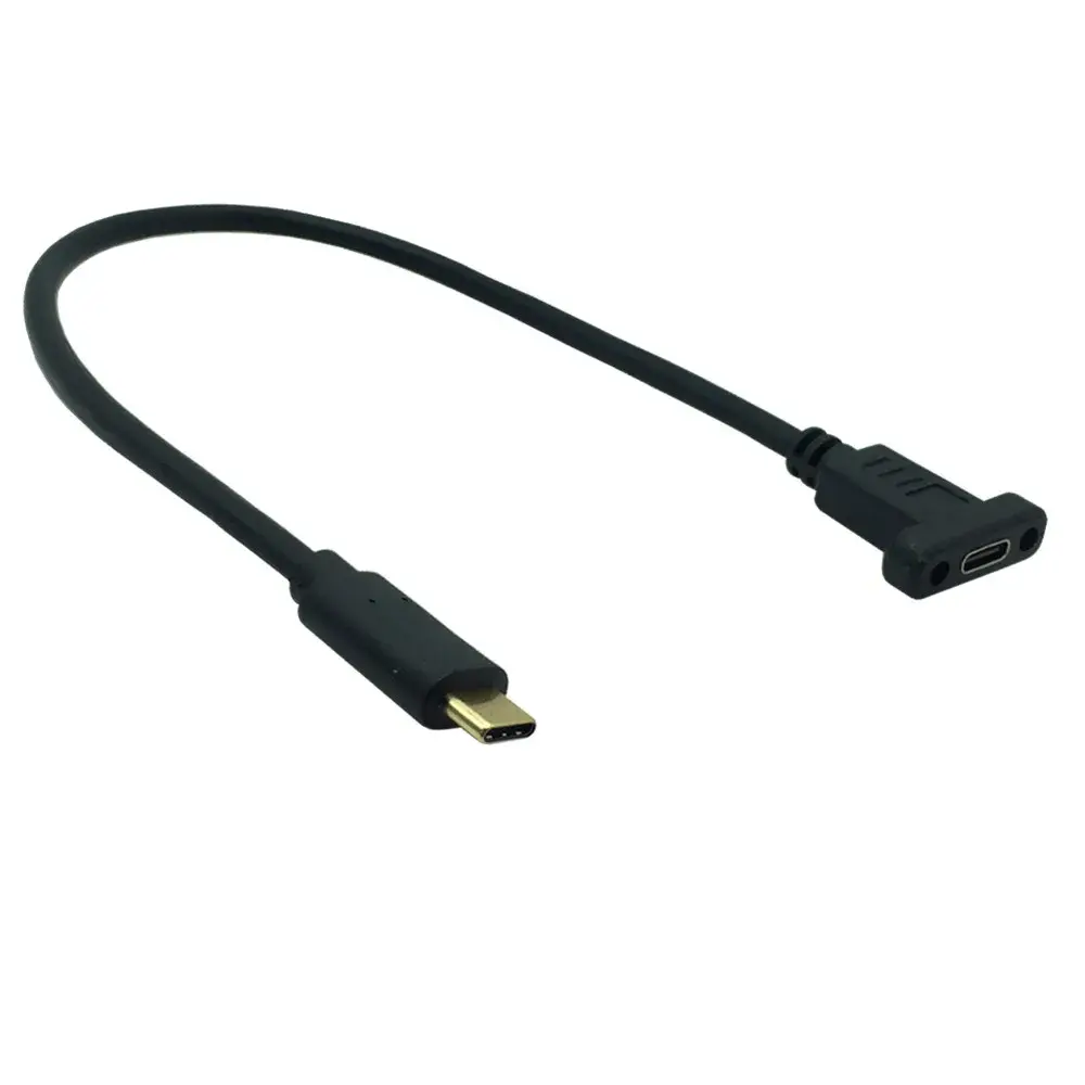 USB C Extension Cable USB 3.1 Data Video Cable USB-C Type C Male to Female Extender Connector with Screw Panel Mount Shielded