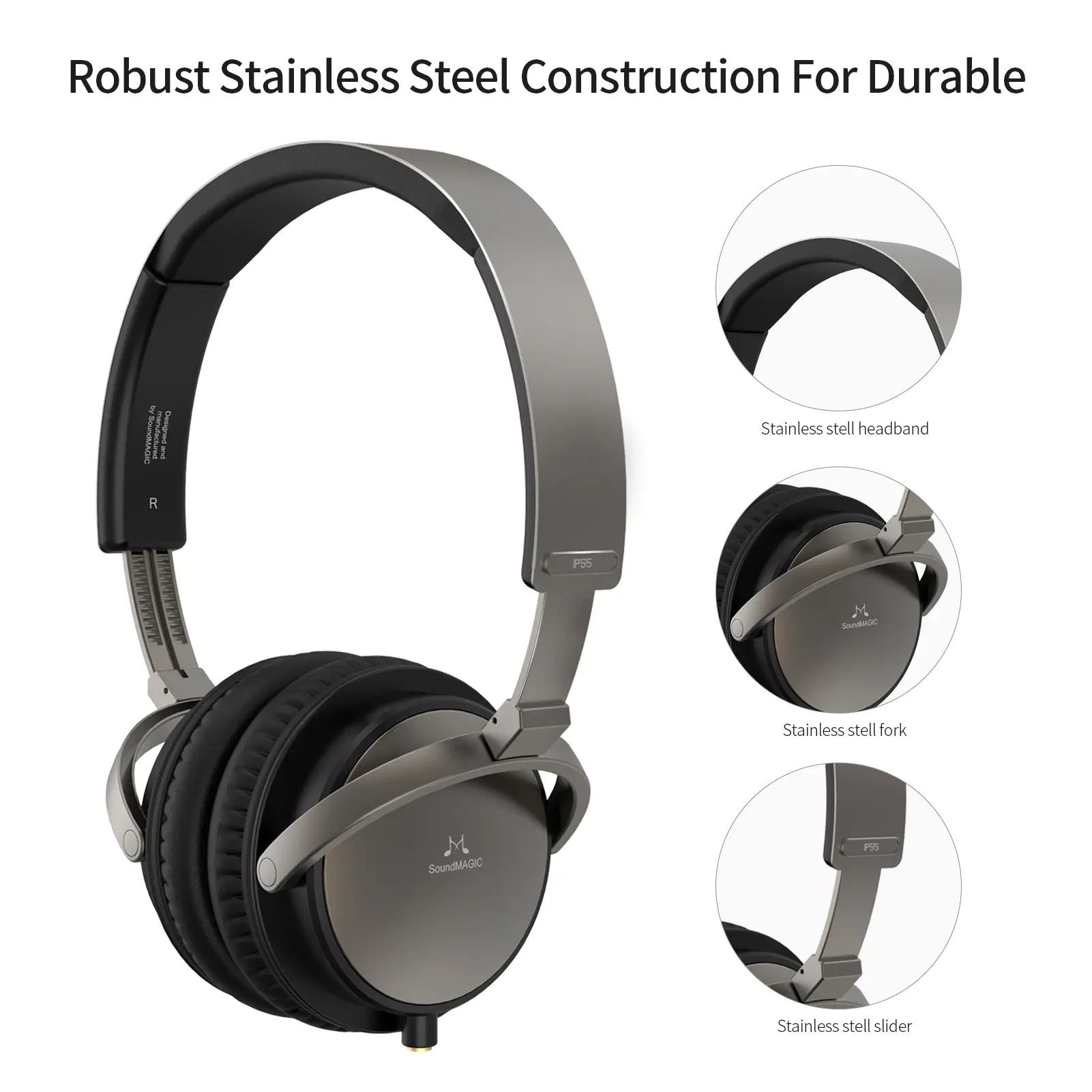 SoundMAGIC Vento P55 Wired On Ear Headphones Powerful Bass HiFi Stereo Audiophile Headphone Noise Isolating