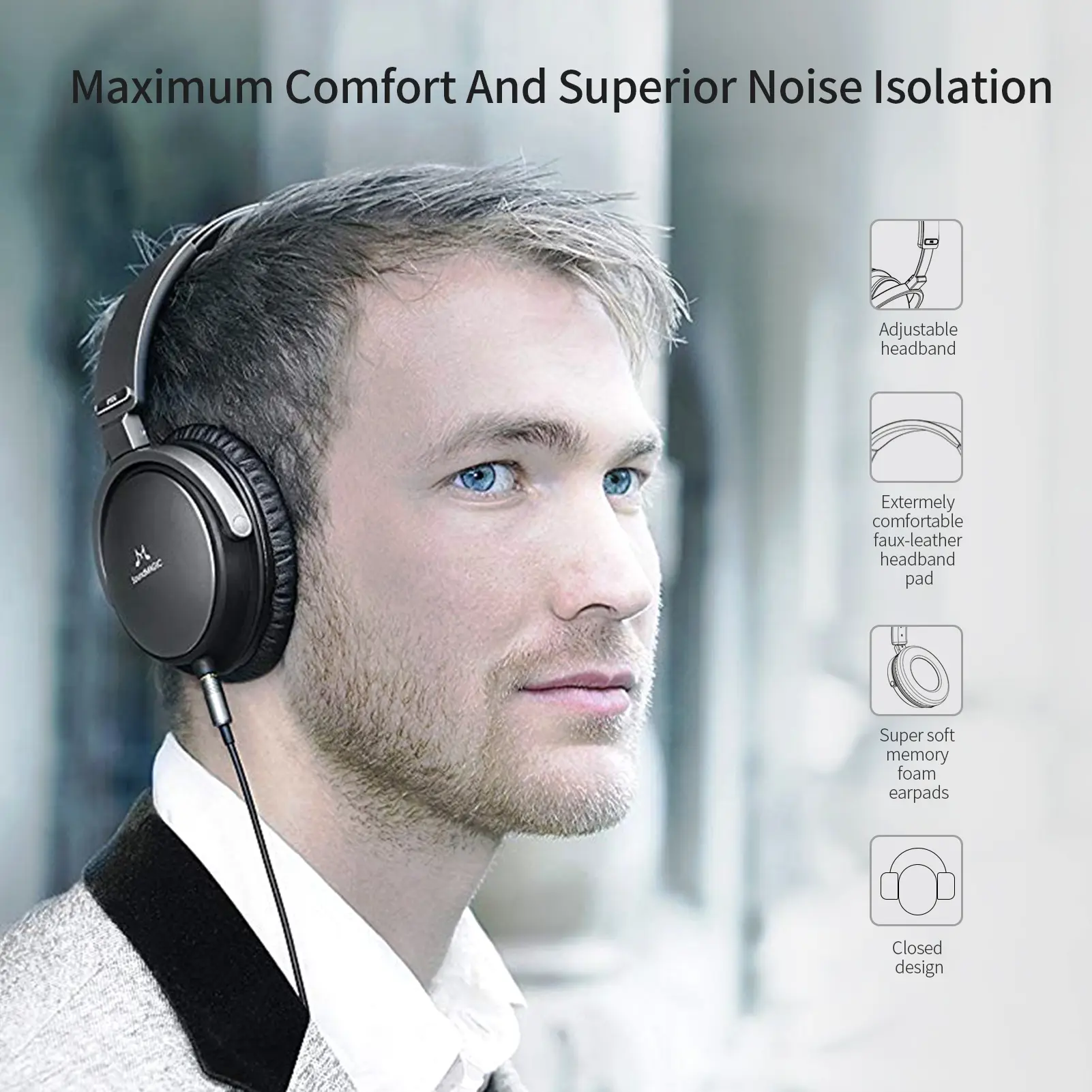 SoundMAGIC Vento P55 Wired On Ear Headphones Powerful Bass HiFi Stereo Audiophile Headphone Noise Isolating