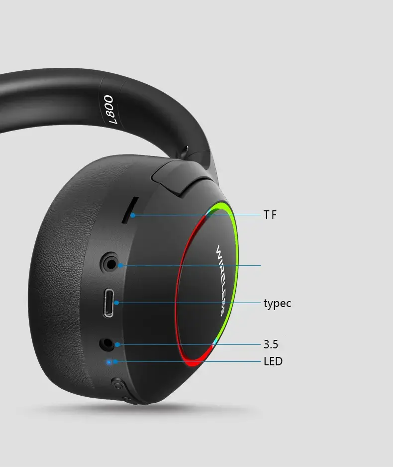 Wireless Headphones with MicroPhone Game Headset Blutooth 5.1 Gamer Surround Stereo Earphone Colourful Light PC Laptop Earpiece