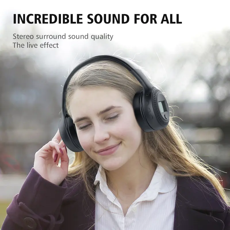 ZEALOT-B19 Bluetooth Headphones with fm radio LCD Screen hifi Bass Stereo Earphone Wireless Headset with Mic, support TF/sd Card