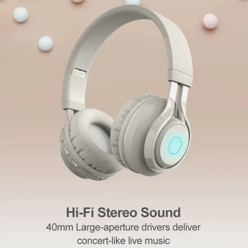 New Apricot /Pink /Purple Metal Kids Headphones Blue-tooth Wireless Volume Limited Childrens Head-mounted Headset Dropship