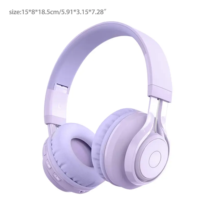 New Apricot /Pink /Purple Metal Kids Headphones Blue-tooth Wireless Volume Limited Childrens Head-mounted Headset Dropship