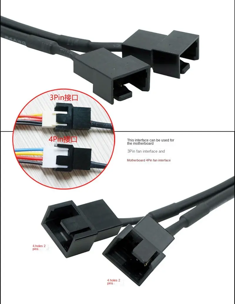 Full Speed 12V Step-Up USB Male to Dual 4-Pin Male PC Fan Connector, USB to 3Pin/4Pin Sleeved Power Adapter Cable with Switch