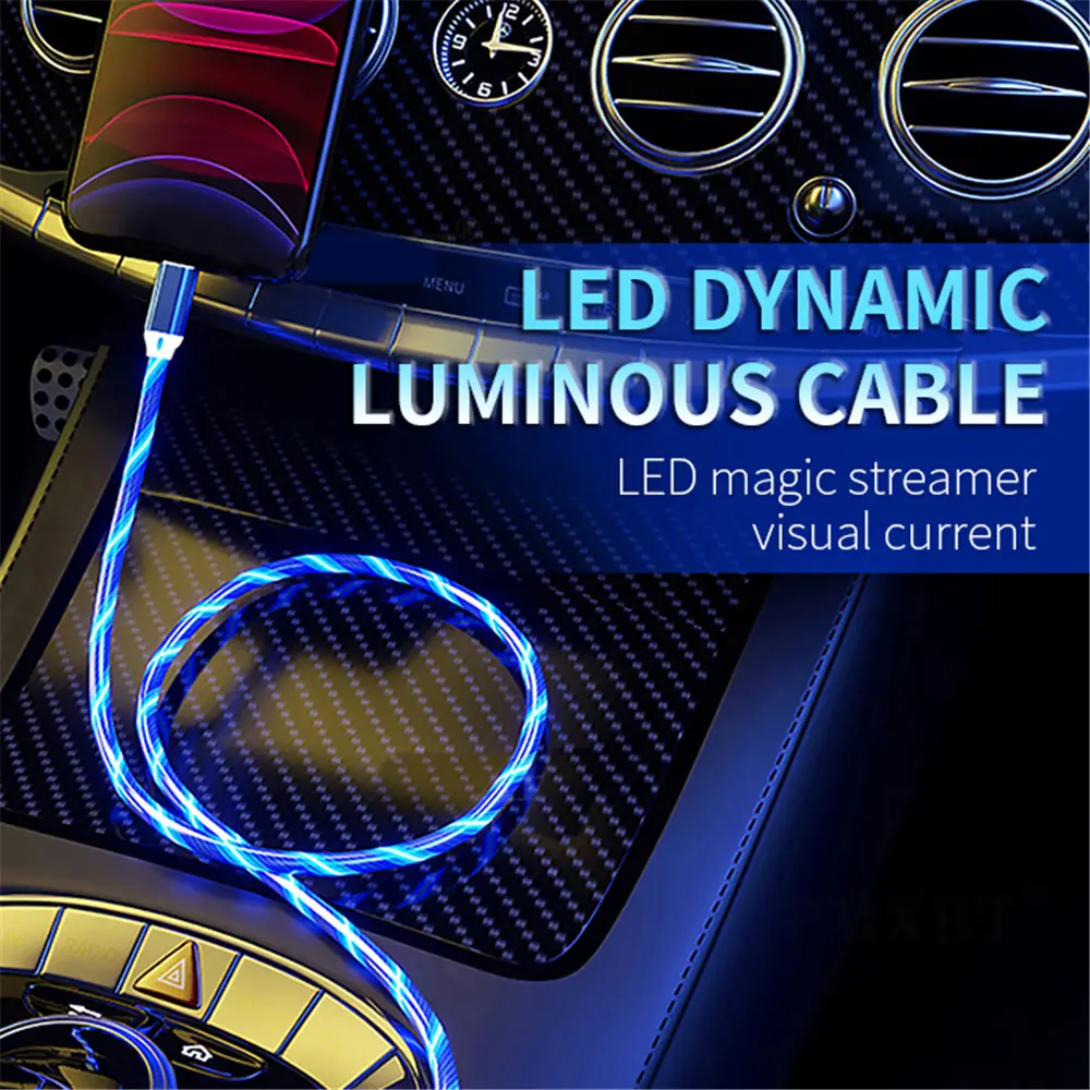 Streamer Charger Cable LED Light Up Lightning TypeC Cable USB Fast Charger Cord  for iPhone 14 13 12 11 Pro Max X XS iPad 9 mini