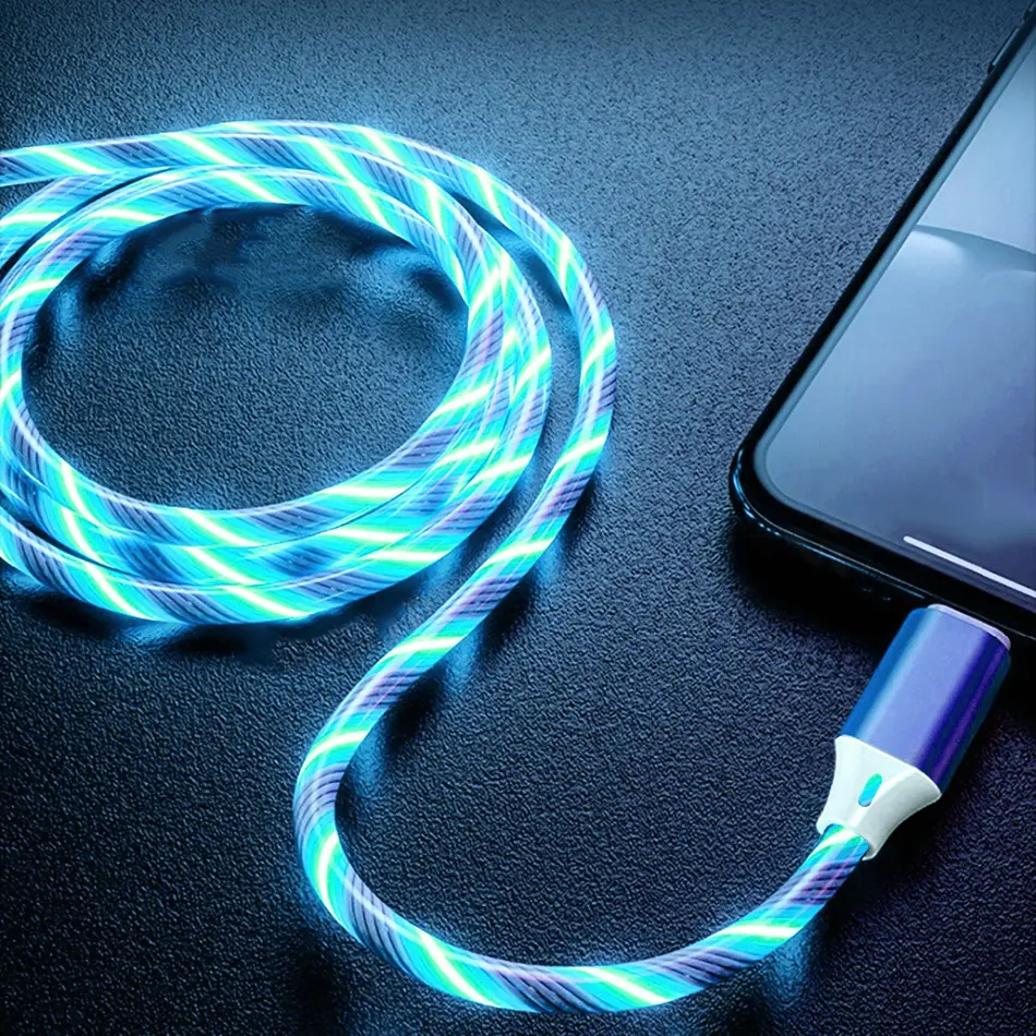Streamer Charger Cable LED Light Up Lightning TypeC Cable USB Fast Charger Cord  for iPhone 14 13 12 11 Pro Max X XS iPad 9 mini