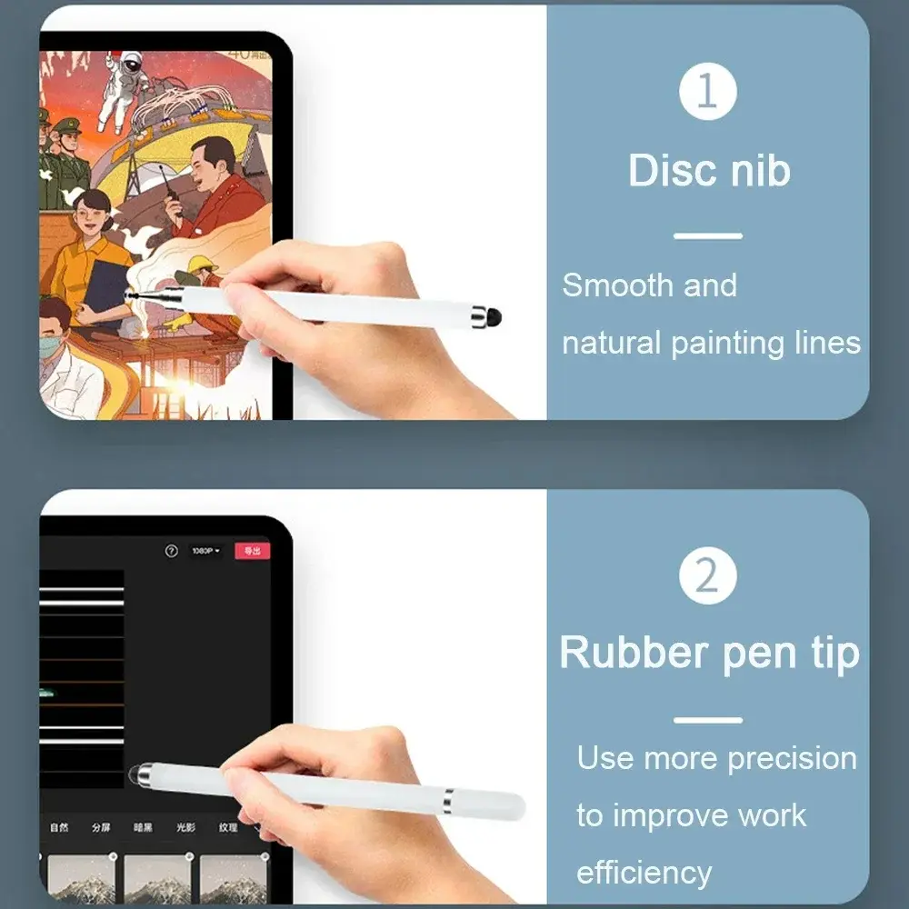 Universal Tablet Stylus Pen 2 in 1 Double Headed High Sensitivity Replaceable Nib Drawing Smart Phone Touch Stylus