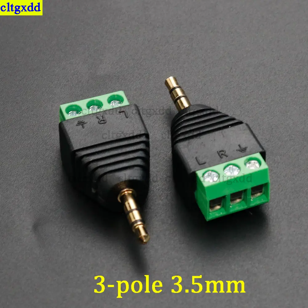 Cltgxdd 1piece 2.5/3.5mm/6.3mm RCA 3 4-pole stereo TRRS audio and video male plug to 3-pin 4-pin screw terminal connector adapte