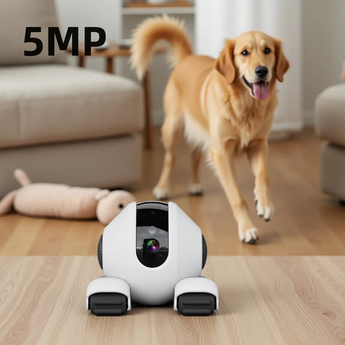 Real Time 1080P WiFi Pet Camera With Treaded Wheel Remote Monitoring For Home