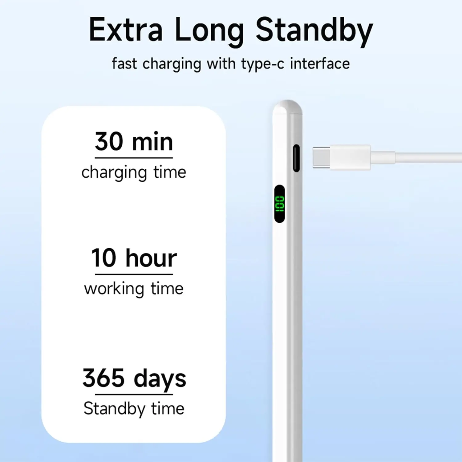 Universal Stylus Pen With LED Digital Power Display For iPad Samsung Huawei Xiaomi Tablet Pen For Android IOS Windows Touch Pen