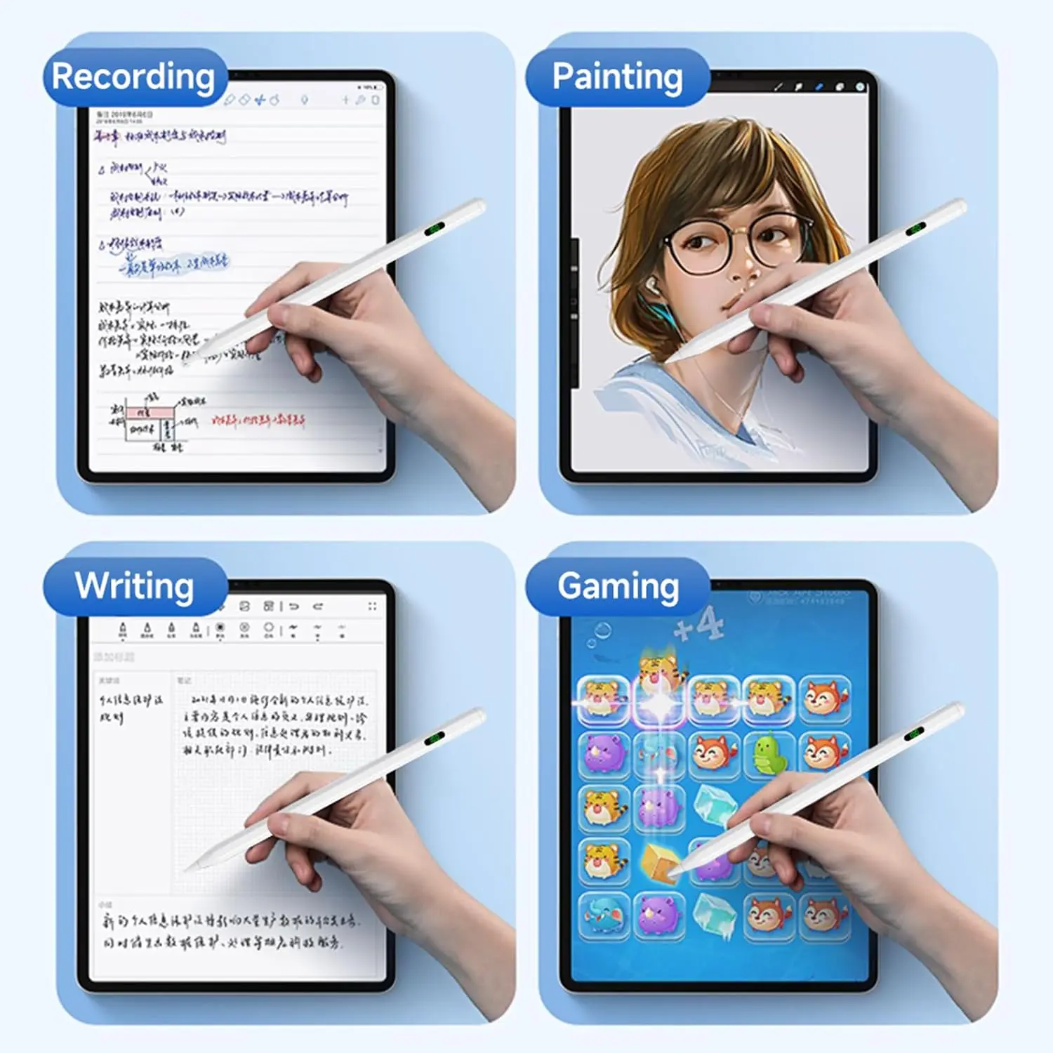 Universal Stylus Pen With LED Digital Power Display For iPad Samsung Huawei Xiaomi Tablet Pen For Android IOS Windows Touch Pen