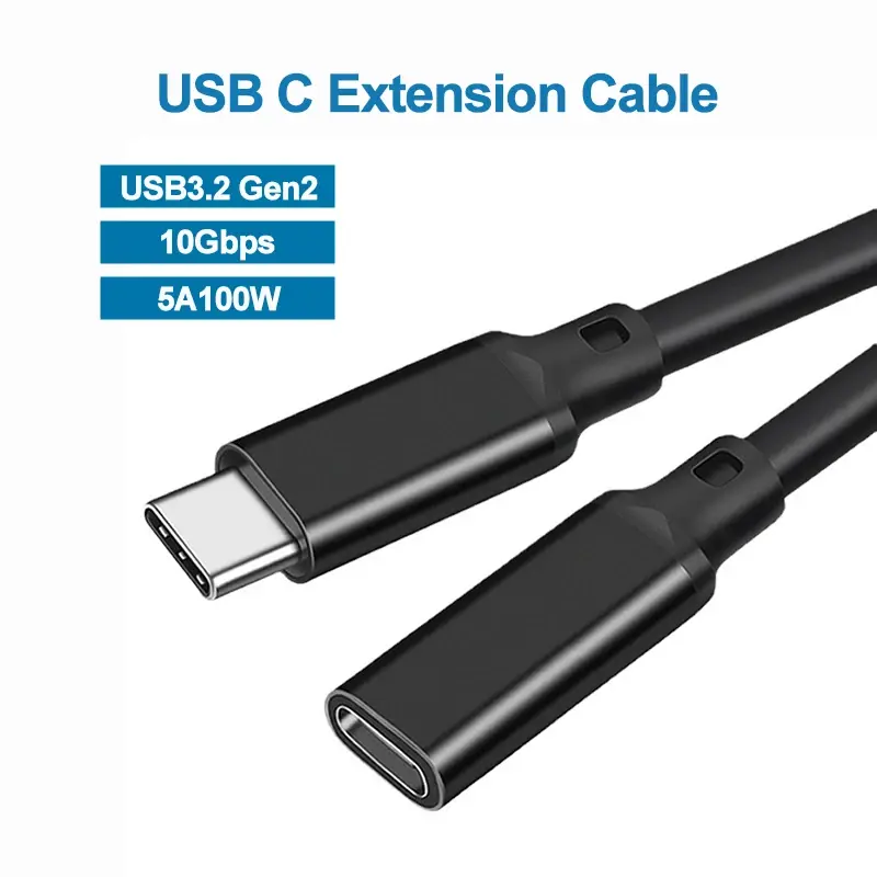 White USB3.1 type-c male to female extension spring wire extension line 4K 60Hz elbow data cable extension line