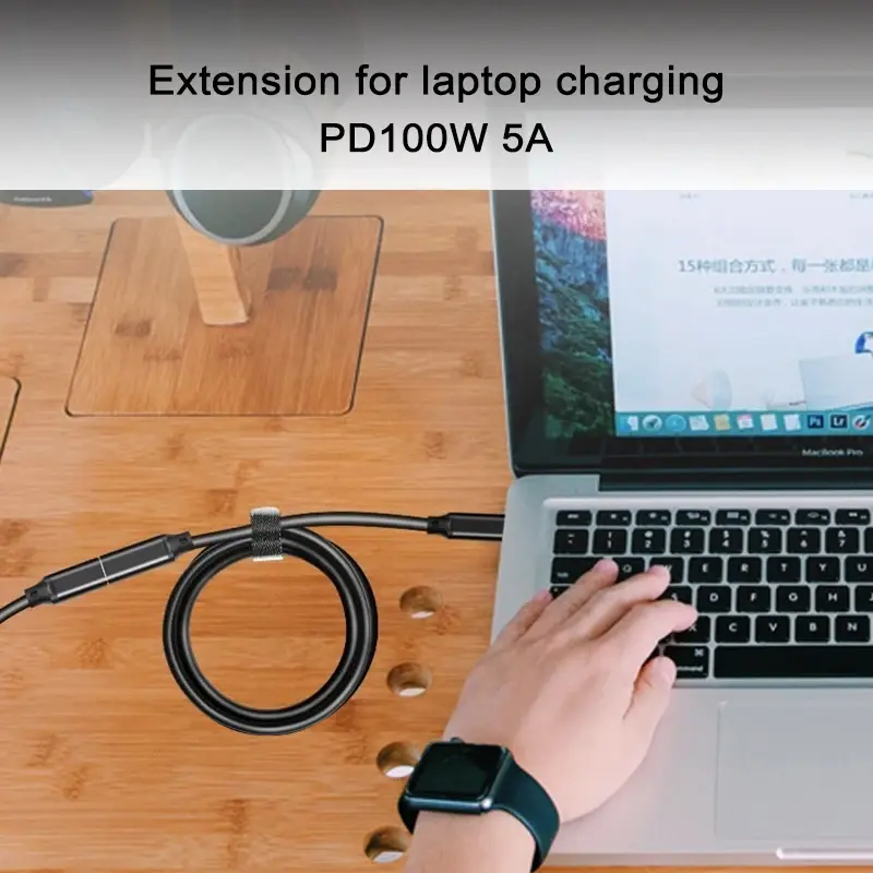 White USB3.1 type-c male to female extension spring wire extension line 4K 60Hz elbow data cable extension line