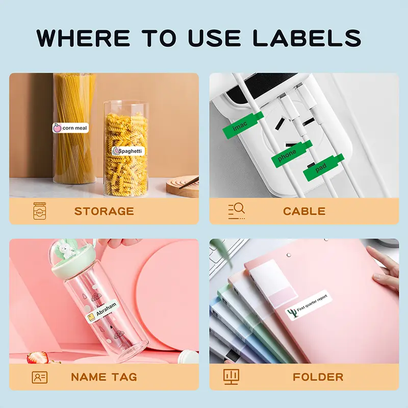 Niimbot White/Cable/Round/Transparent Thermal Label Adhesive Sticker Waterproof UV Paper For D11 D110 Mini Printer Label Maker