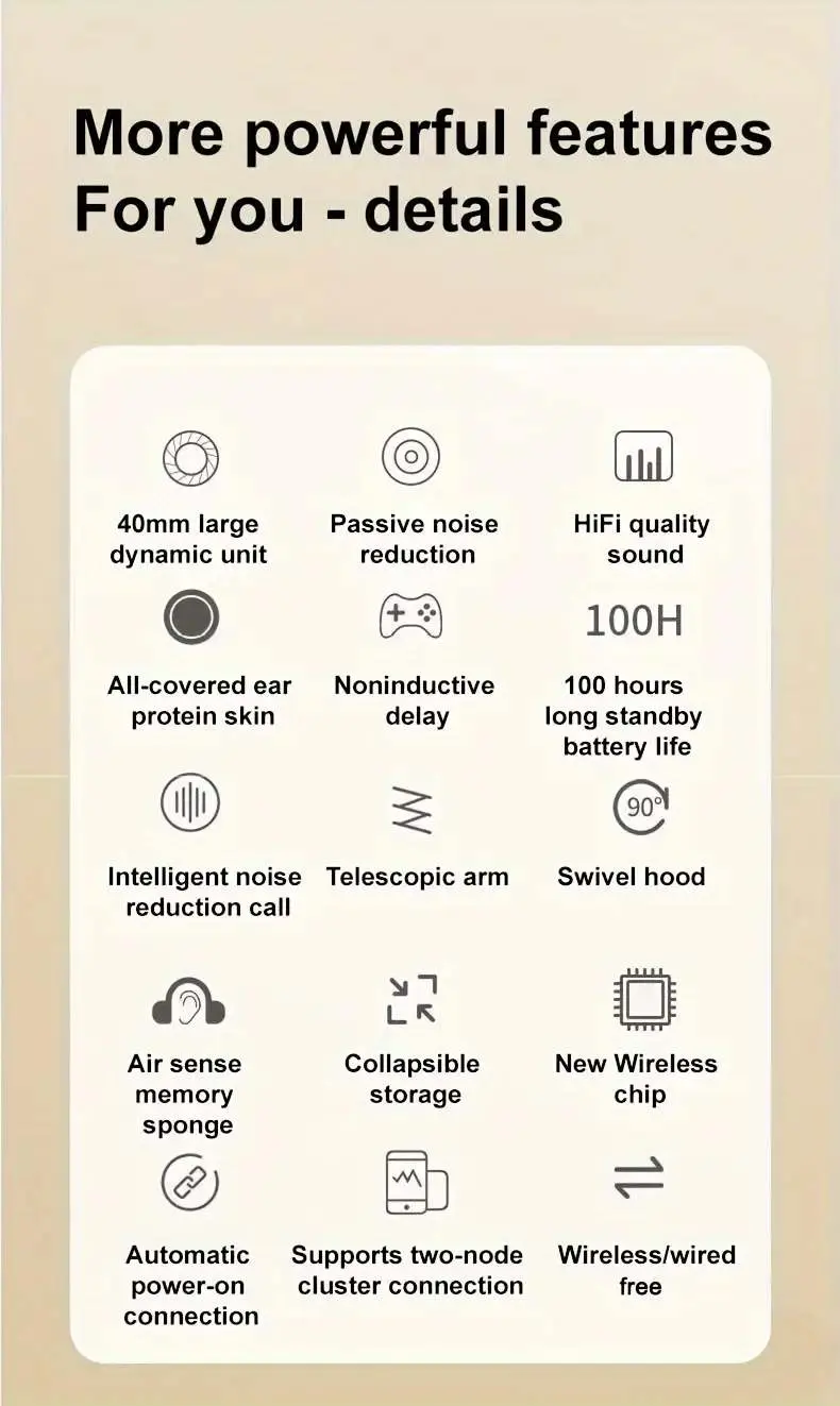 Headphones P2961 Wireless Bluetooth 5.3 Original Earphone Stereo Hifi Headset 400mAh 100h Super Long Battery Life Game Earbuds