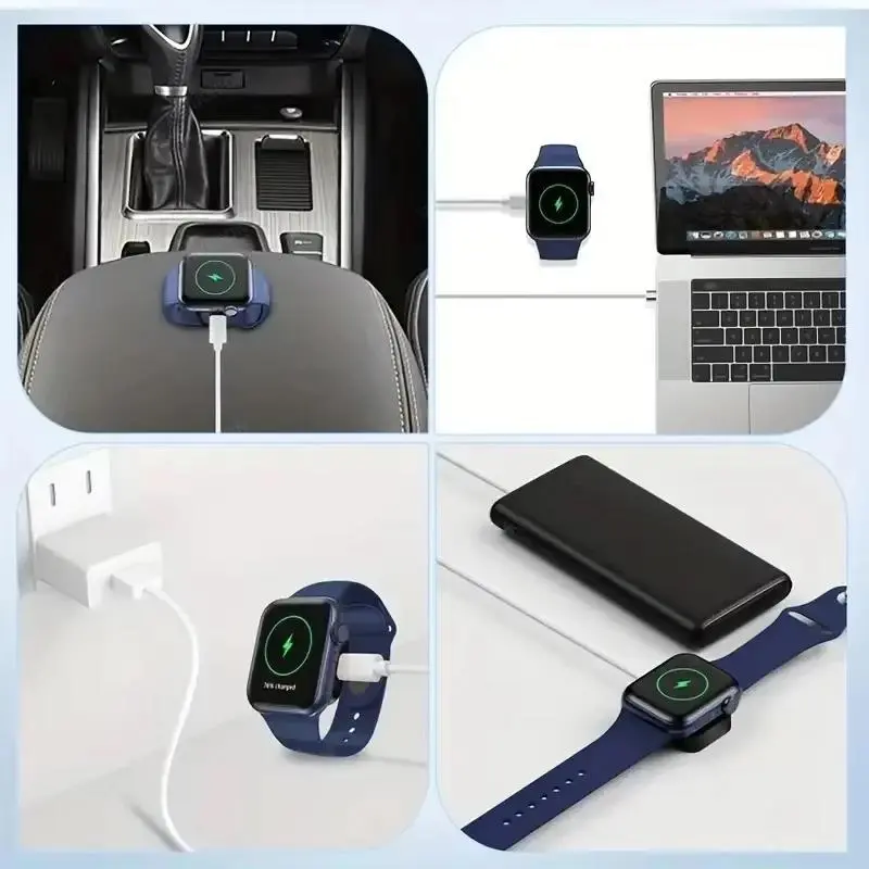 Portable Magnetic Watch Wireless Fast Charger for Apple Watch Series 10 9 8 7 se 6 5 4 3 2 Dual Port 8pin Type C Convert Charger