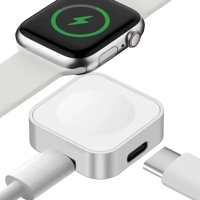 Portable Magnetic Watch Wireless Fast Charger for Apple Watch Series 10 9 8 7 se 6 5 4 3 2 Dual Port 8pin Type C Convert Charger