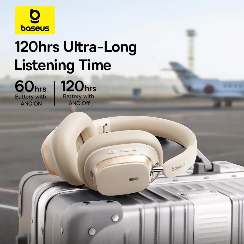 Baseus Bowie H1s Wireless Headphones Bluetooth 5.4 Noise Canceling 46dB Over Ear Headset Hi-Res Spatial Audio Earphone 120H Time