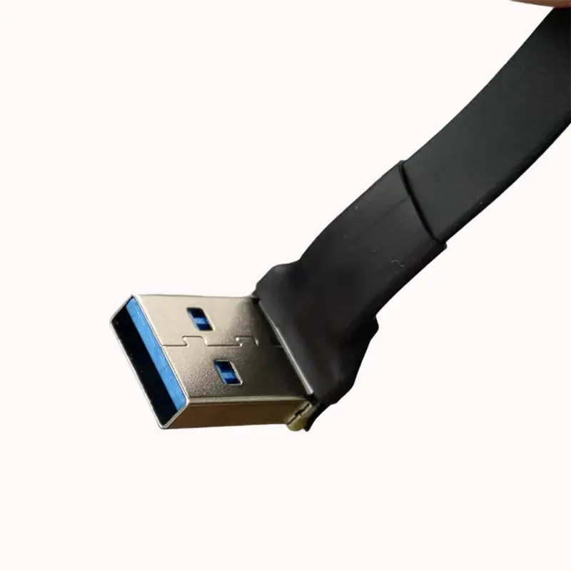 ADT-Link 13 Pin USB 3.0 Male to Male Flat Extension Cable Type-A to Micro-B Dual Bend Adapter 5G/bps for USB Extension Device