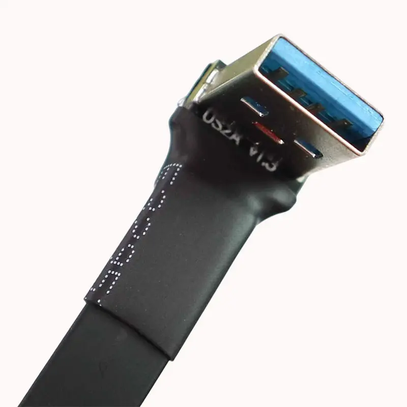 ADT-Link 13 Pin USB 3.0 Male to Male Flat Extension Cable Type-A to Micro-B Dual Bend Adapter 5G/bps for USB Extension Device