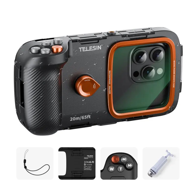 TELESIN Universal 20m/65ft Underwater Photo and Video Diving Protective Case with Handle Suitable for 5.4-6.9-inch phones