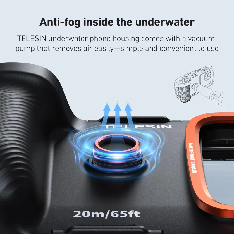 TELESIN Universal 20m/65ft Underwater Photo and Video Diving Protective Case with Handle Suitable for 5.4-6.9-inch phones