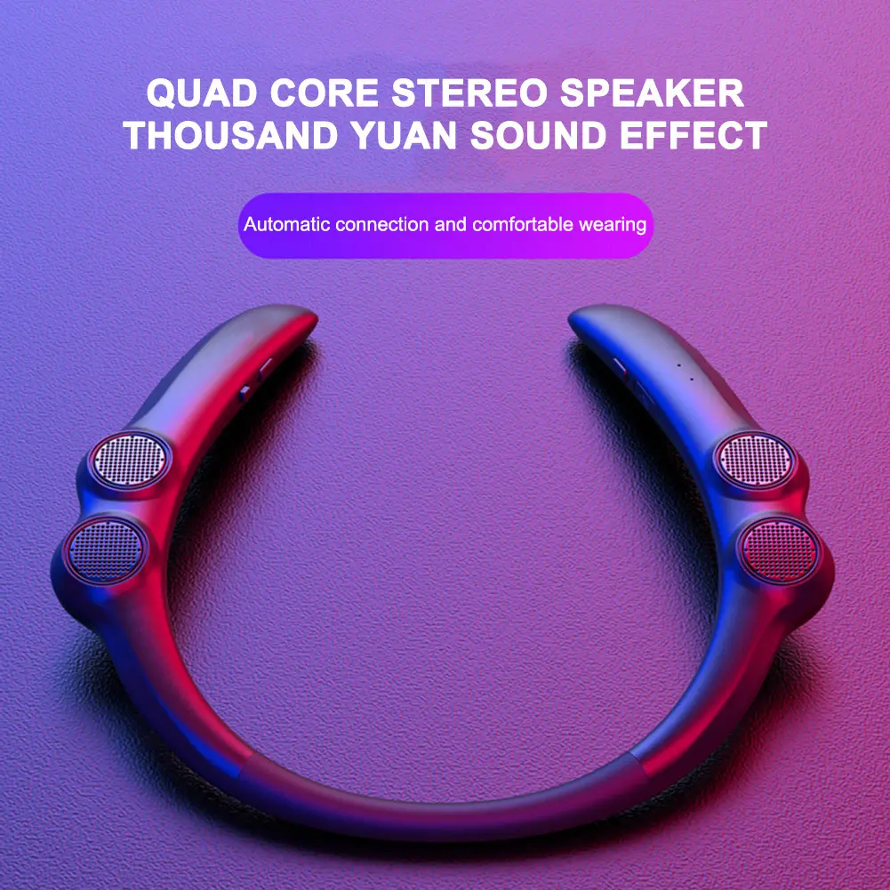 Wearable Bluetooth-compatible Speaker Hanging Neck Wireless Sound Box 4 Speakers Waterproof Sports Game Soundbar