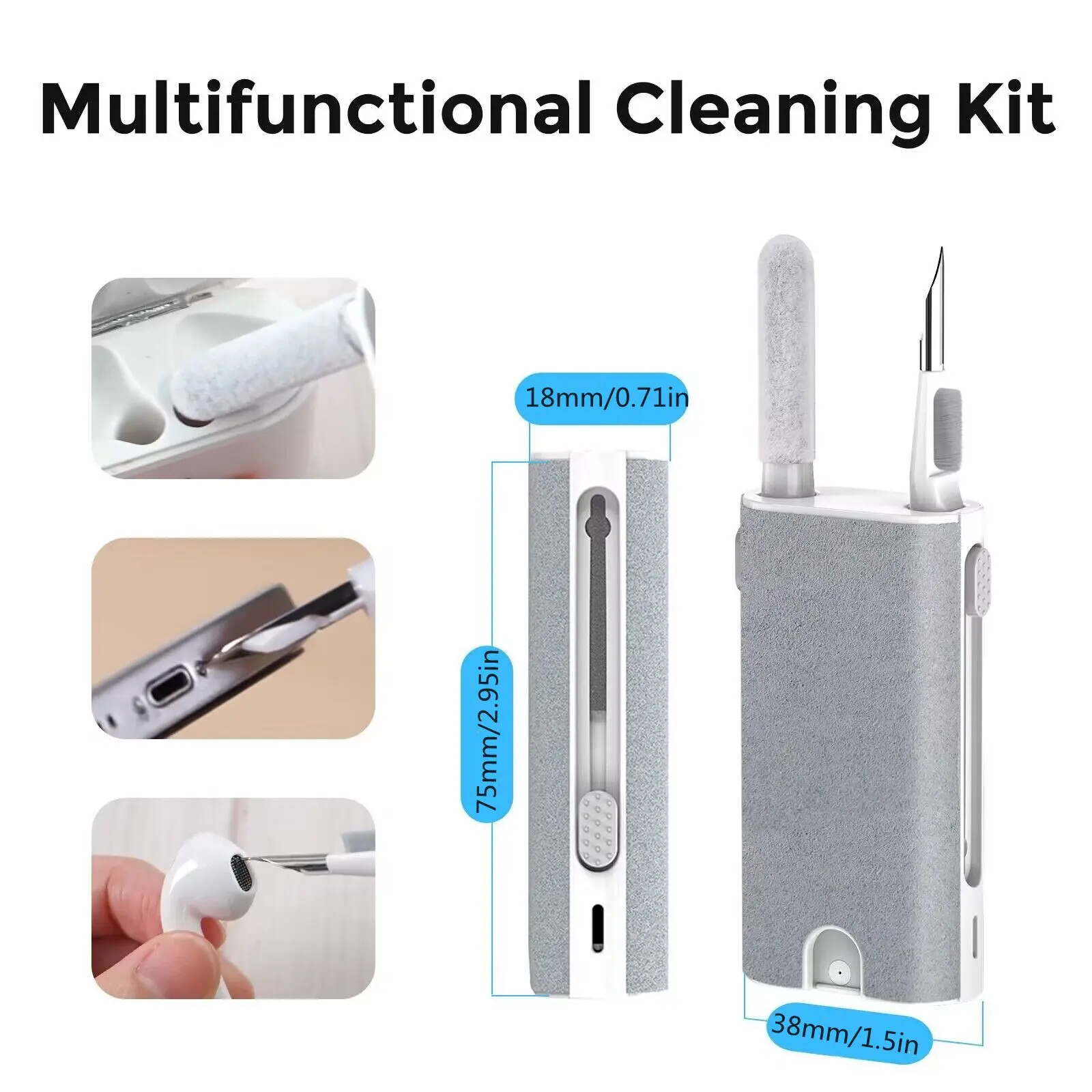 5 in 1 Cleaner Bursh Kit for Bluetooth Earphone Phone Laptop Screen Earbuds Case Cleaning Pen Kit for Airpods Pro 1 2 3 Tablet