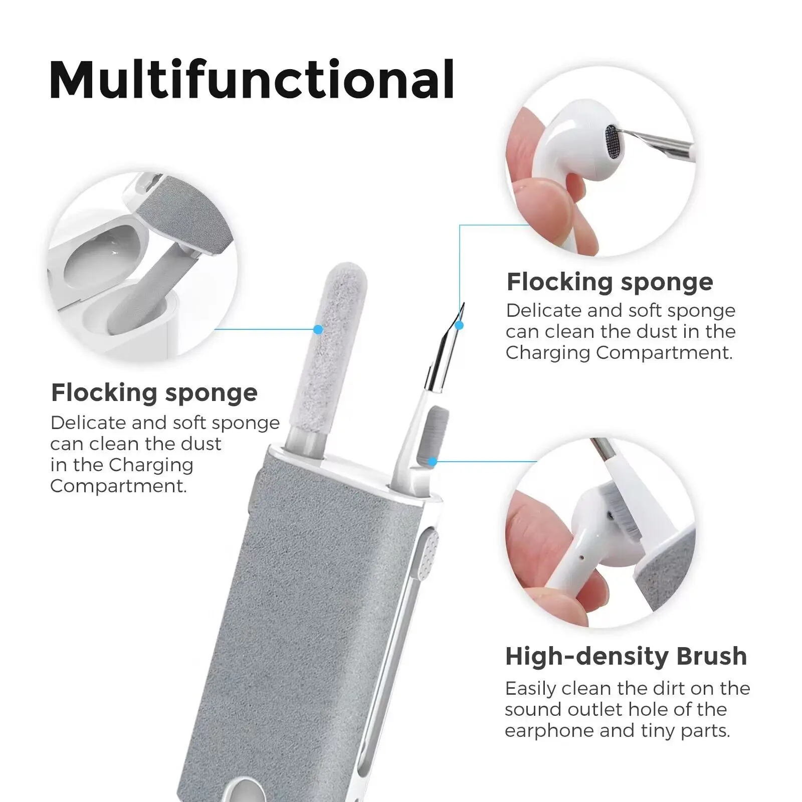 5 in 1 Cleaner Bursh Kit for Bluetooth Earphone Phone Laptop Screen Earbuds Case Cleaning Pen Kit for Airpods Pro 1 2 3 Tablet