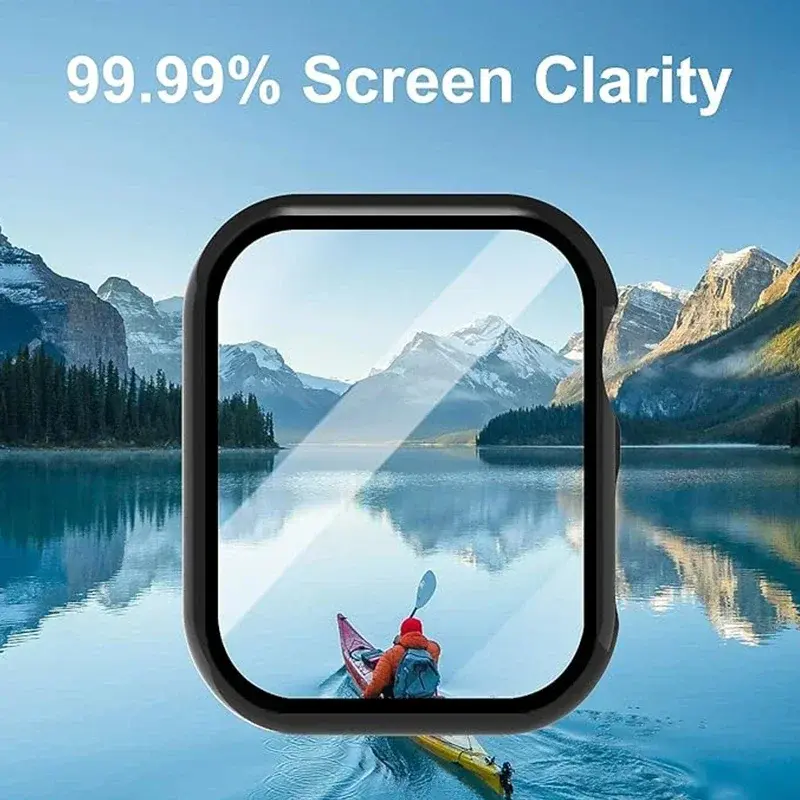 Glass+Matte Watch Cover for Apple Watch 9 8 7 6 Case 45 41 44 40mm 42mm 38mm Bumper+Screen Protector for Iwatch SE 5 4 3 2 cover