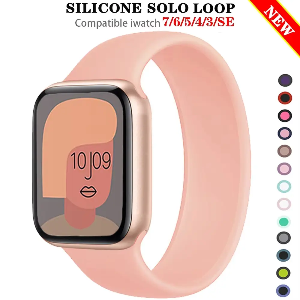 Solo Loop For Apple Watch Band 46mm 45mm 44mm 40 41 42mm Ultra 49mm 38 44mm correa bracelet iWatch series 10 9 8 7 3 4 5 6 Strap