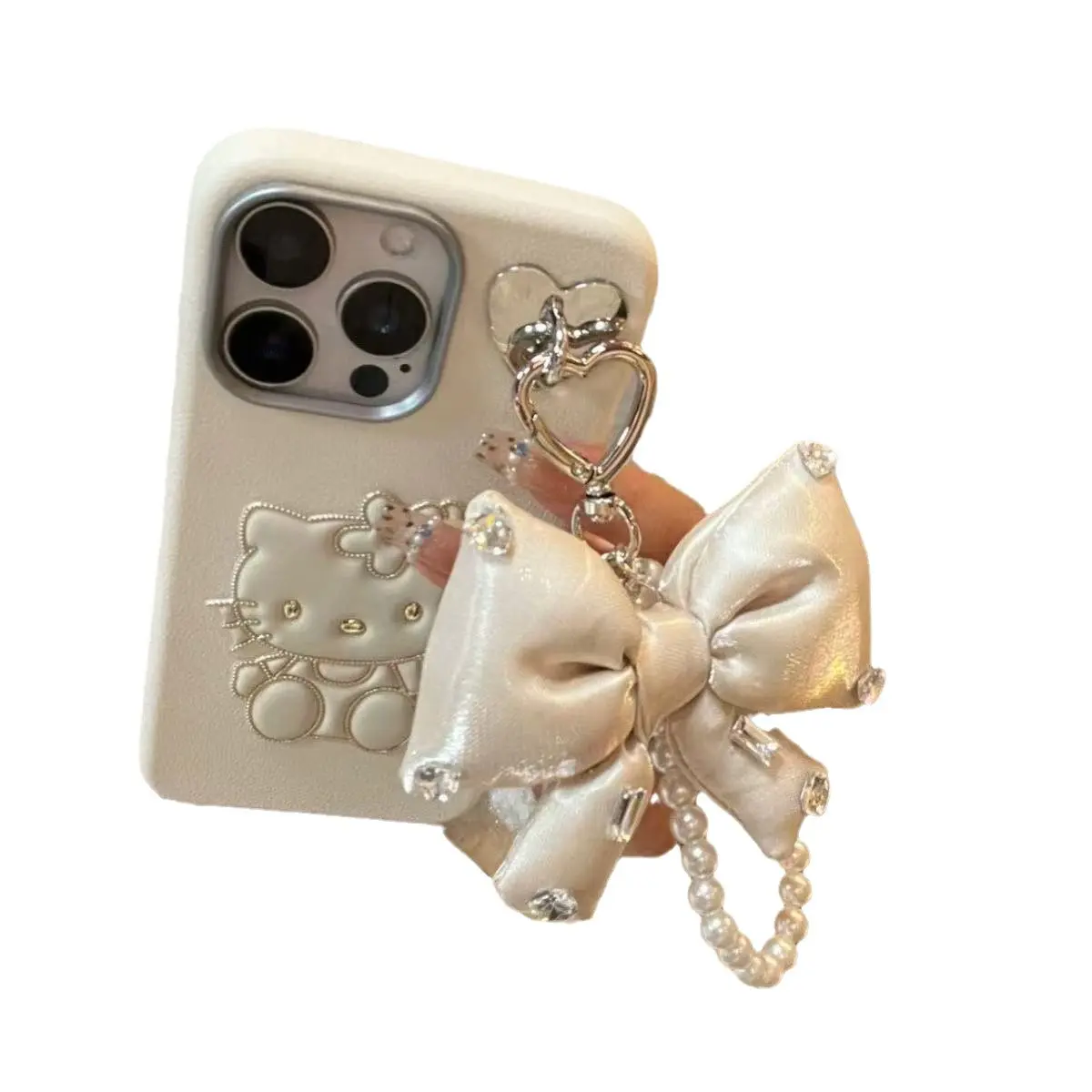The Hello Kitty phone case with a bow chain is suitable for the Apple 16 15 14 13 pro max