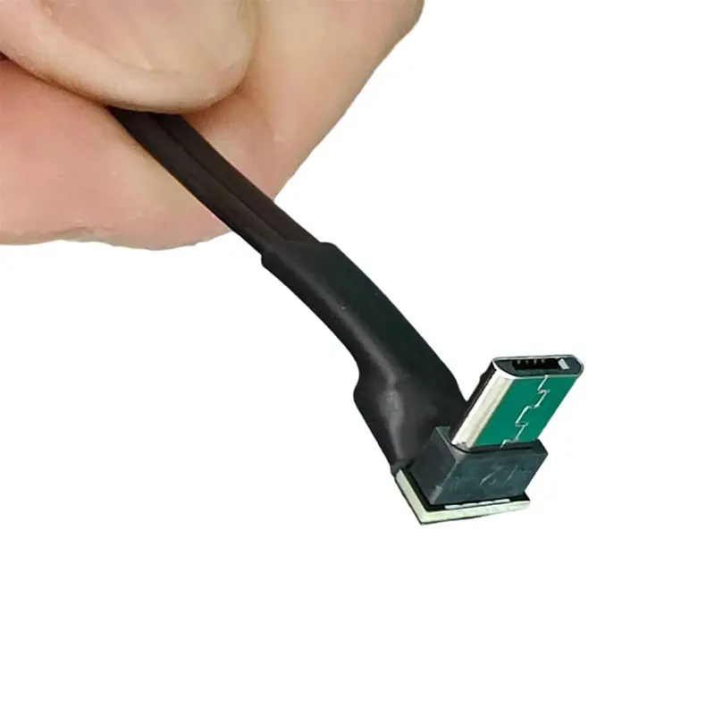 ADT-Link USB 2.0 Type A to Micro-B Male Power Supply Data Flat Extension Cable Male Head Bending Angle Extender Adapter