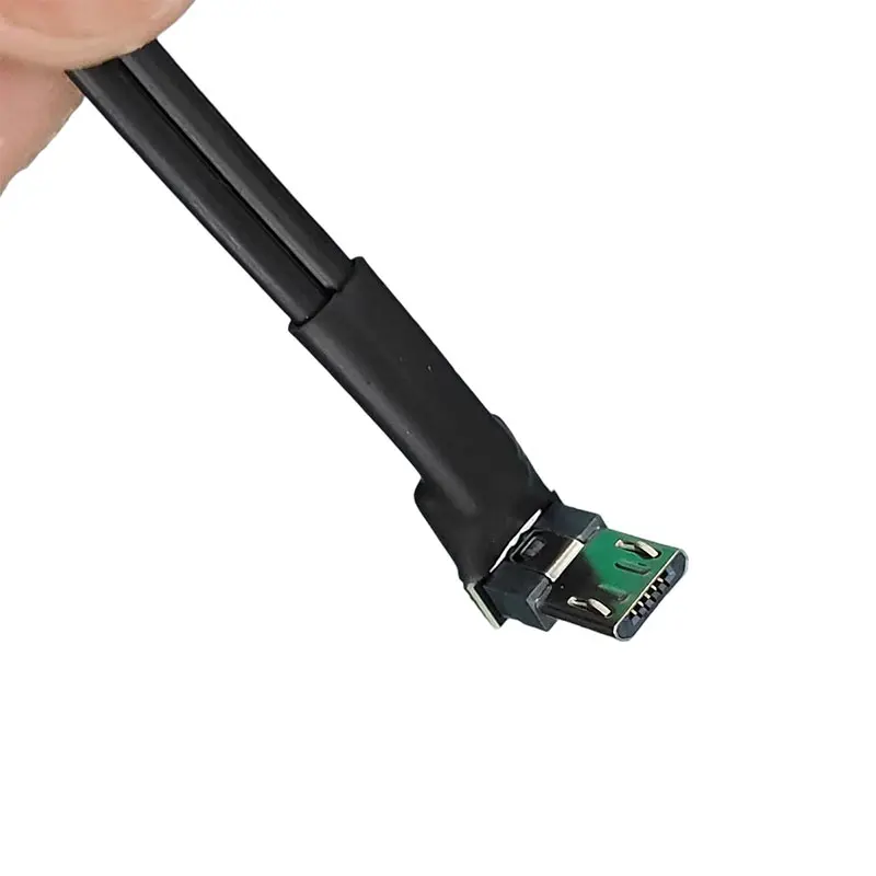 ADT-Link USB 2.0 Type A to Micro-B Male Power Supply Data Flat Extension Cable Male Head Bending Angle Extender Adapter