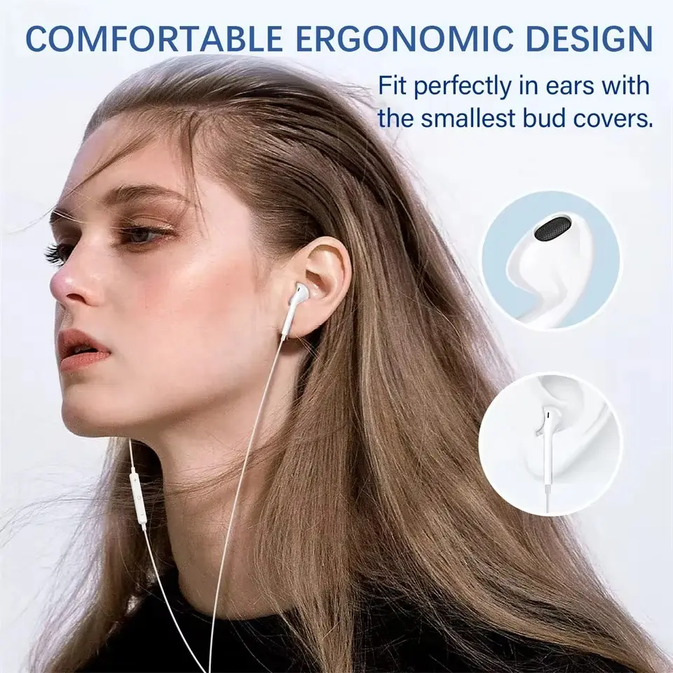 Luxury Wired Earphones For Apple iPhone 14 13 12 11 Pro Max Mini X XS XR X 7 8 Plus SE Bluetooth Headphone Accessories