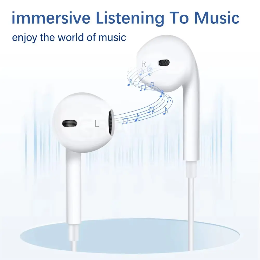 Luxury Wired Earphones For Apple iPhone 14 13 12 11 Pro Max Mini X XS XR X 7 8 Plus SE Bluetooth Headphone Accessories