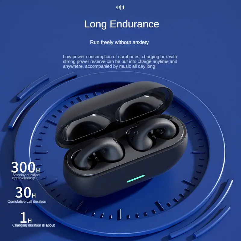 TWS  Bluetooth 5.3 Wireless Bone Conduction Headphones T75 Clip Ear Music Noise Canceling Headset HD Call Sports Gaming Earphone