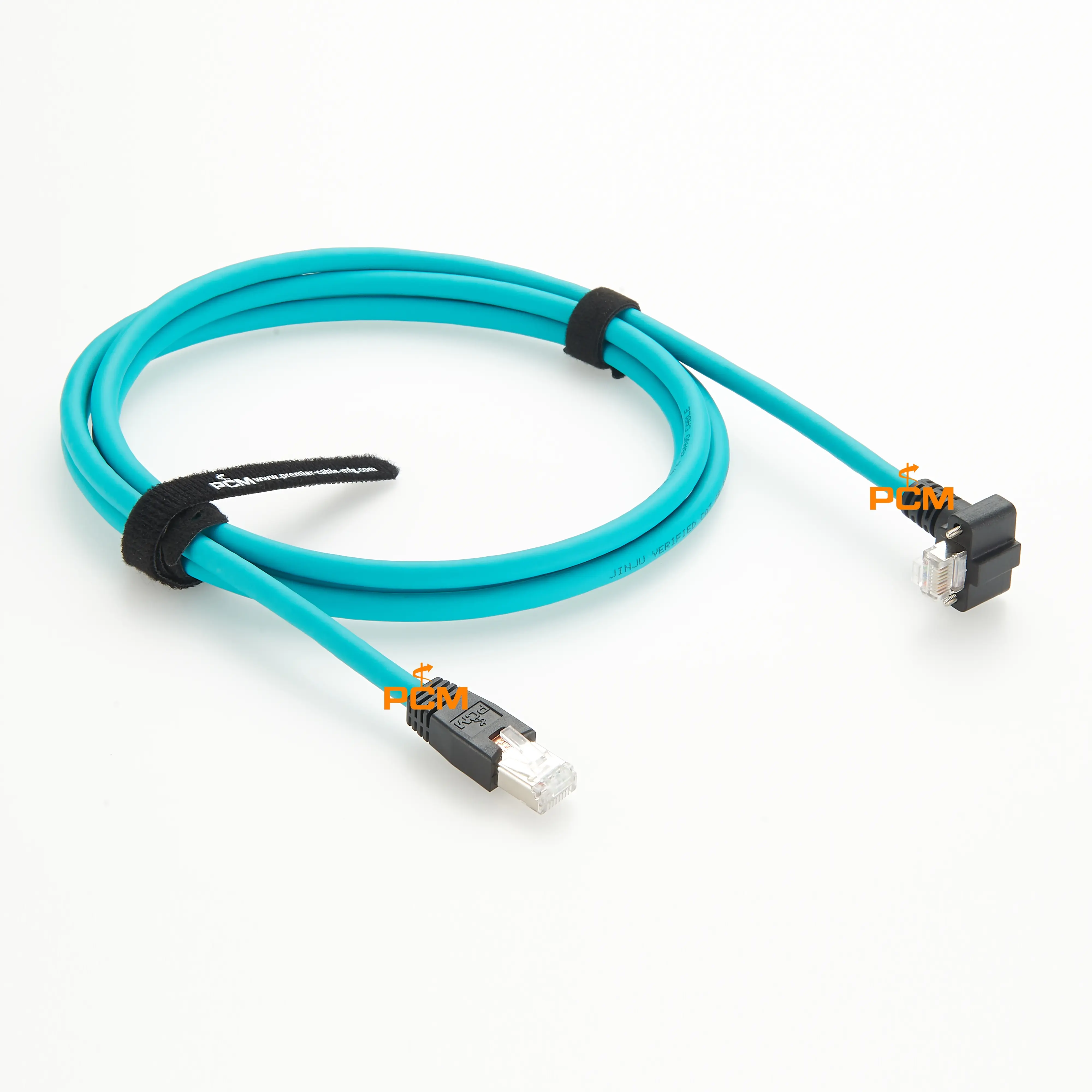 Cat6a Screw Lock RJ45 Elbow High Flex Ethernet Cable for LAN GigE Vision Camera PoE Vision Controller Basler Zebra Cognex JAI