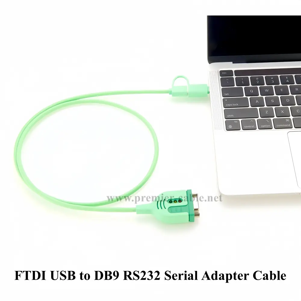 USB Type-A USB Type-C to RS232 Serial Adapter Cable with FTDI Chip, USB-A USB-C to RS232 DB9 Female Serial Port Converter Cable
