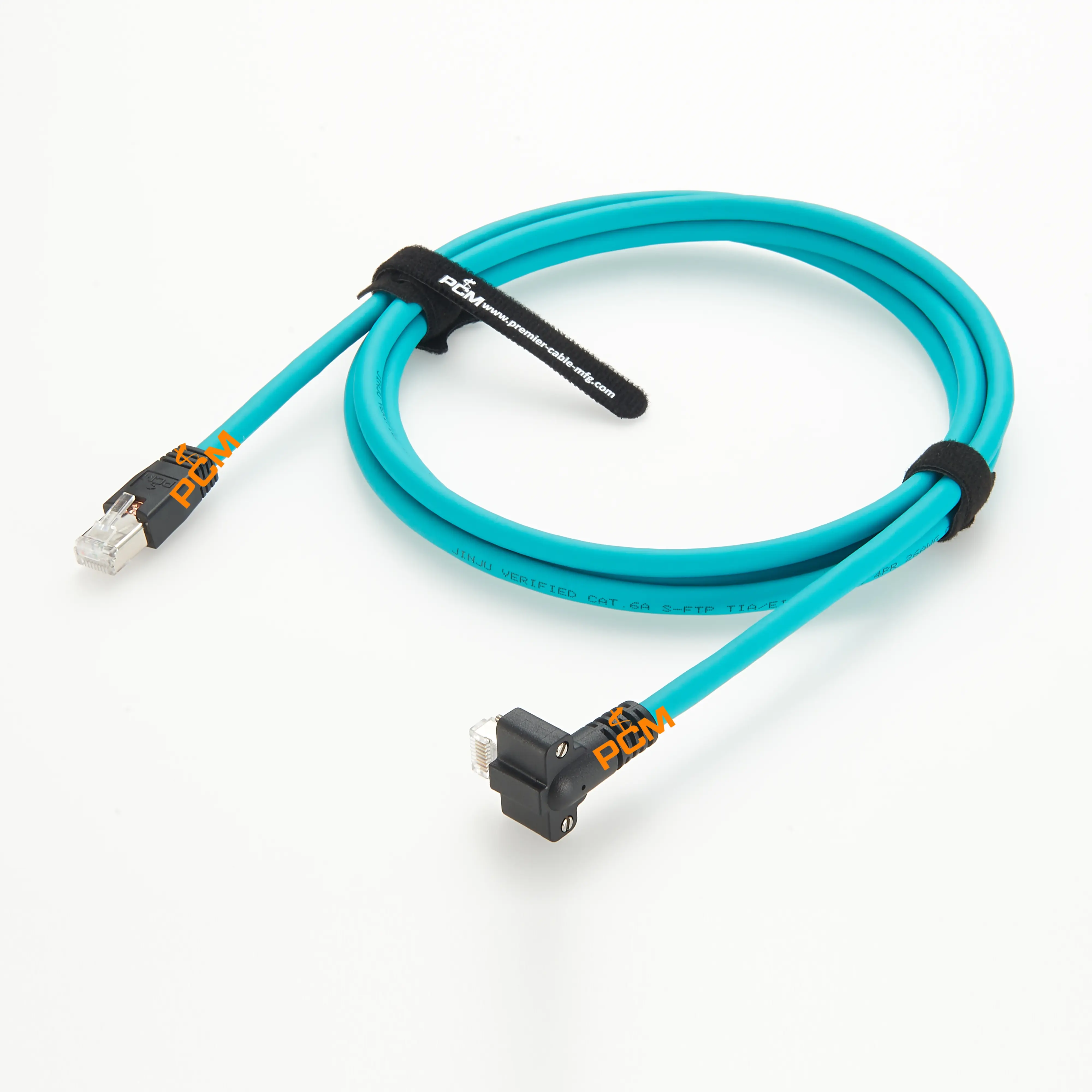 Cat6a Screw Lock RJ45 Elbow High Flex Ethernet Cable for LAN GigE Vision Camera PoE Vision Controller Basler Zebra Cognex JAI