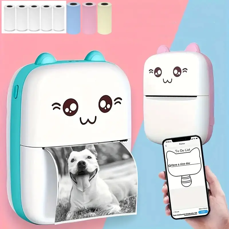 Mini portable thermal printer print photo pocket thermal label printer 58mm printing wireless Bluetooth Android iOS printers