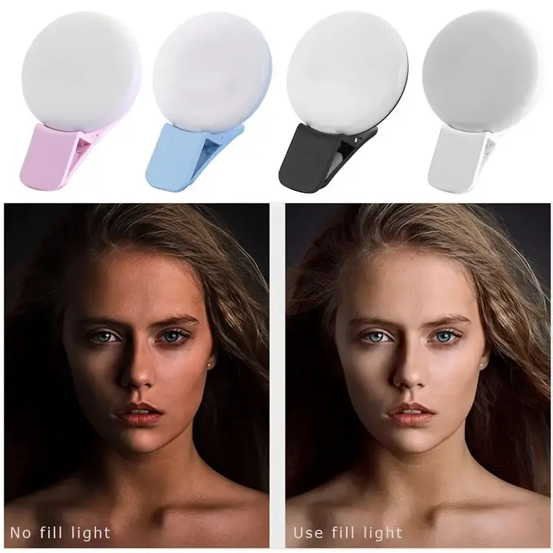 Durable Practical Mobile Phone Fill Flash Lens Ring Light Lamp Portable Clip Three Stop Dimming Mini  10 LED Selfie Ring Beauty