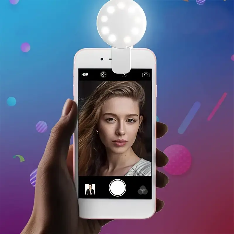 Durable Practical Mobile Phone Fill Flash Lens Ring Light Lamp Portable Clip Three Stop Dimming Mini  10 LED Selfie Ring Beauty