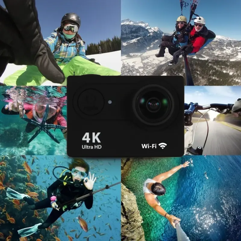 2.0" Action Camera Ultra HD 4K 30FPS WiFi Underwater Cameras Waterproof Helmet Bicycle Video Recording Cameras Outdoor Sport Cam