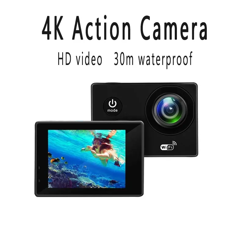 2.0" Action Camera Ultra HD 4K 30FPS WiFi Underwater Cameras Waterproof Helmet Bicycle Video Recording Cameras Outdoor Sport Cam