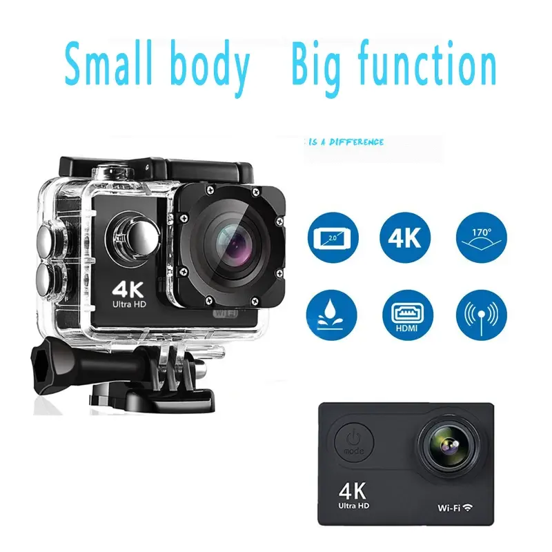 2.0" Action Camera Ultra HD 4K 30FPS WiFi Underwater Cameras Waterproof Helmet Bicycle Video Recording Cameras Outdoor Sport Cam