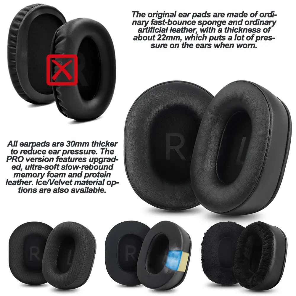 Replacement for Audio-Technica ATH-MSR7b M10X/M20X/M30X/M40X/M50X/PRO5v/SX1a/10X8cm 100X80mm Ear Pads Earphone Cushions