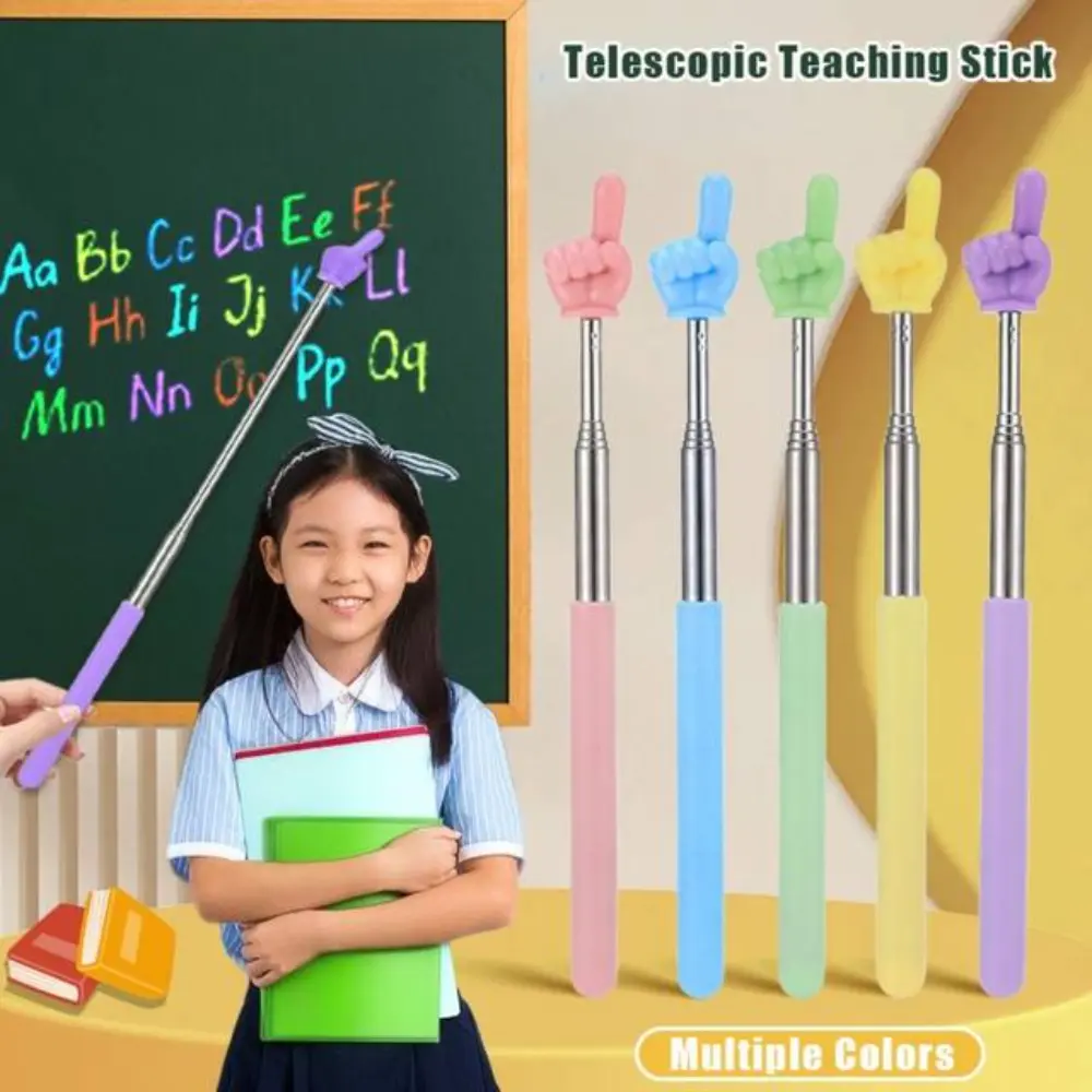 1Pcs Stainless Steel Telescopic Teaching Stick Whiteboard Demonstration Classroom Finger Pointer Handheld Finger Reading Sticks