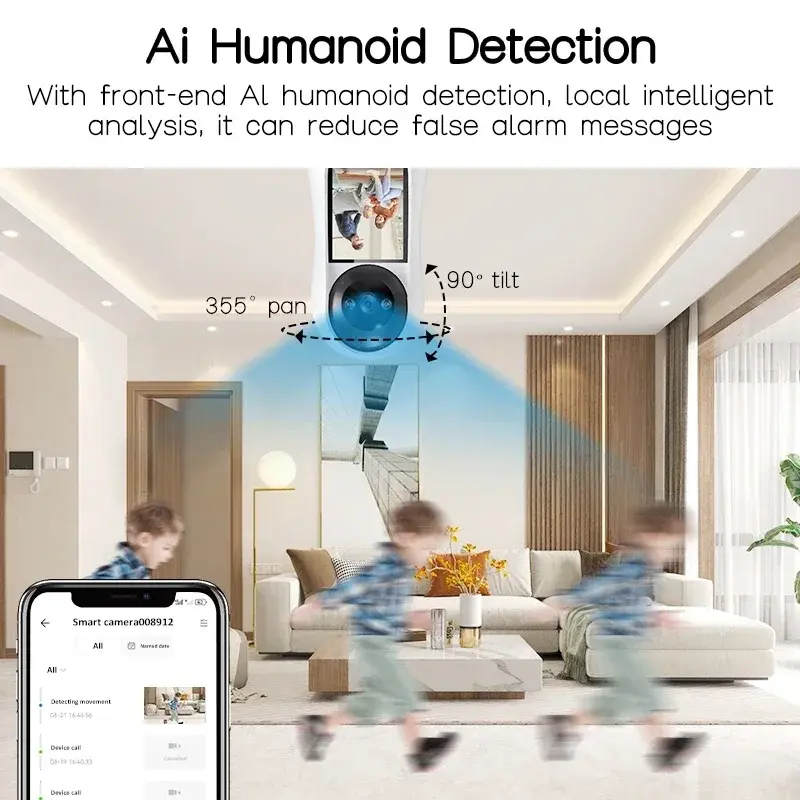 8MP Surveillance IP Camera 2.8 Inch Wifi Vedio IPS Screen Baby Sound Detection Monitor HD Smart Home PTZ Cam Security Protection